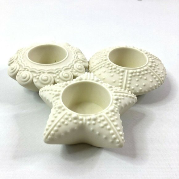 PartyLite Sea Drifters Candle Holders Tea Light or Votive Bisque Set of 3